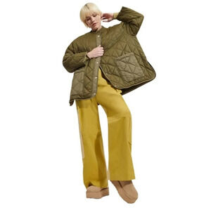 UGG Olive Amelea Reversible Quilt Oversized Jacket Long Sleeves Size M Women's